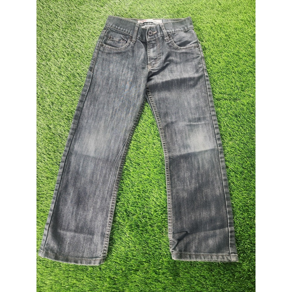 Levi's 514 Jeans Boys 8 Reg Gray Charcoal Wash Slim Straight 24x22 Denim Pants